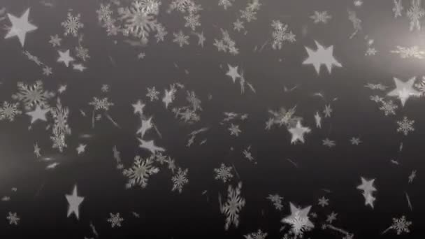 Animación Nieve Estrella Cayendo Sobre Fondo Gris — Vídeos de Stock