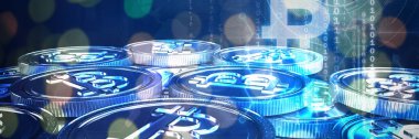 Bitcoinler kahverengi parkenin birleşik görüntüsüne karşı