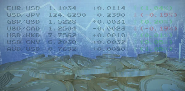 ビットコインに対する画面上の株式の数字 — ストック写真