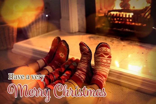 Cartão Natal Contra Família Casa Natal — Fotografia de Stock