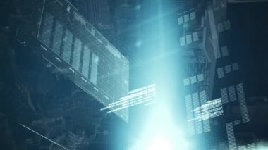 Veri işleme ve iş grafikleri ve şehir manzaralı istatistiklerin animasyonu