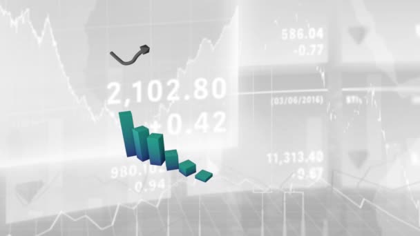 Animação Gráfico Bloco Azul Verde Uma Seta Preta Apontando Para — Vídeo de Stock