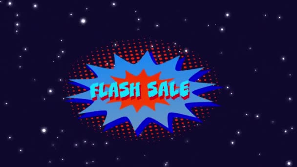 Animace Slov Flash Prodej Modrými Písmeny Modré Explozi Pohyblivými Grafickými — Stock video