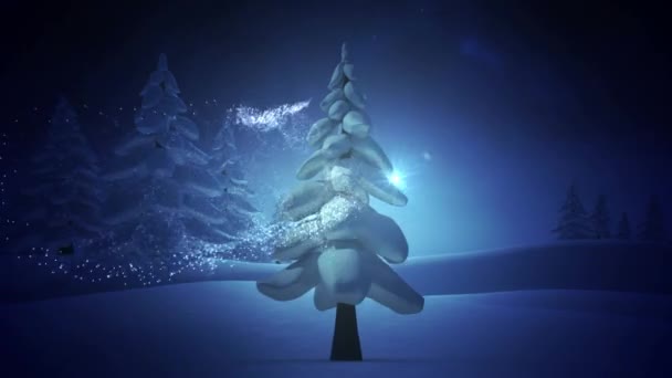 Animación Las Palabras Feliz Navidad Letras Rojas Con Árbol Navidad — Vídeos de Stock