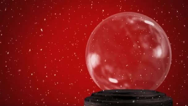 Animación Una Bola Nieve Vacía Con Nieve Cayendo Sobre Fondo — Vídeos de Stock