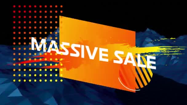 Animation Words Massive Sale White Letters Orange Yellow Paint Splat — Stock Video