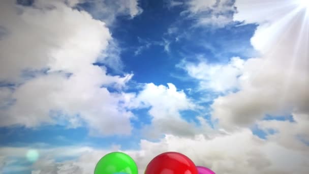 Animation Roter Rosafarbener Blauer Grüner Gelber Und Goldener Luftballons Mit — Stockvideo
