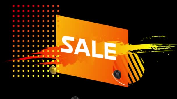 Animation Word Sale White Letters Orange Yellow Paint Splat Abstract — ストック動画