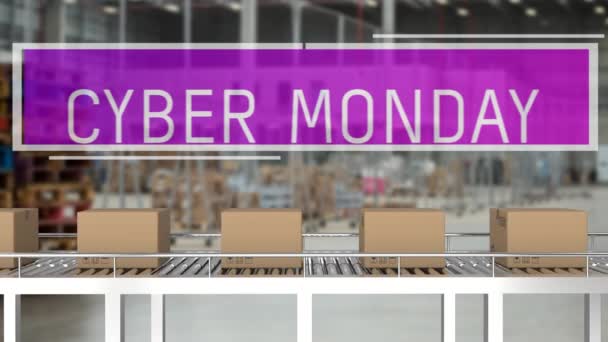 Animation Der Wörter Cyber Monday Weißen Buchstaben Auf Einem Lila — Stockvideo