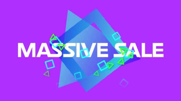 Animazione Delle Parole Massive Sale Lettere Bianche Con Forme Geometriche — Video Stock