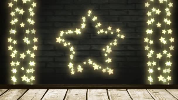 Animação Uma Decoração Natal Com Uma Estrela Cordas Luzes Fada — Vídeo de Stock