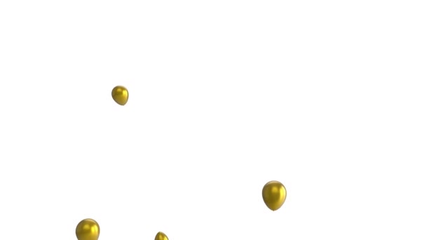 Beyaz Arka Planda Yüzen Altın Balonların Canlandırması — Stok video