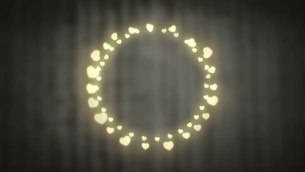 Animation Christmas Decoration Circle Glowing Fairy Lights Grey Background — Stock Video