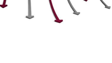 Beyaz arkaplanda değişen istatistikleri gösteren gri ve kırmızı okların canlandırması