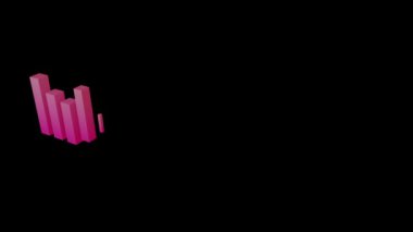 Siyah arkaplanda 3 boyutlu pembe bir grafiğin canlandırılması