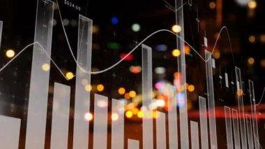 Veri işleme ve iş grafikleri ve şehir manzaralı istatistiklerin animasyonu