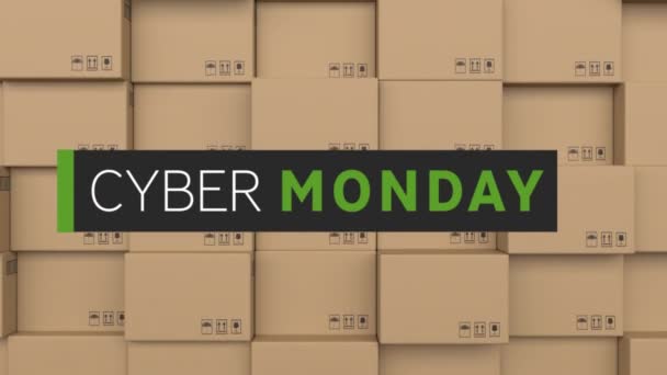 Animation Der Wörter Cyber Monday Weißen Und Grünen Buchstaben Auf — Stockvideo