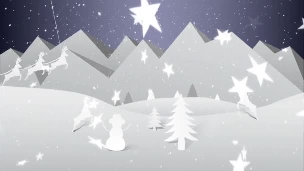 Animation Des Mots Joyeux Noël Tiré Travers Ciel Par Une — Video