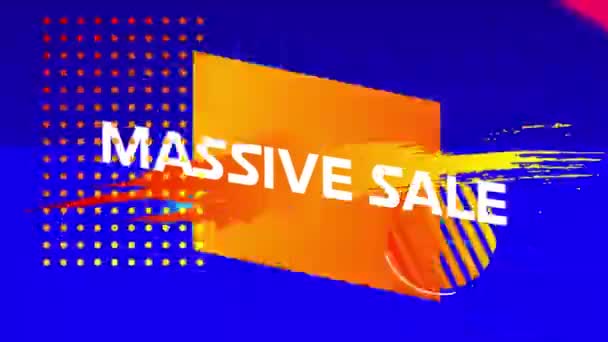 Animación Las Palabras Massive Sale Letras Blancas Splat Pintura Naranja — Vídeo de stock