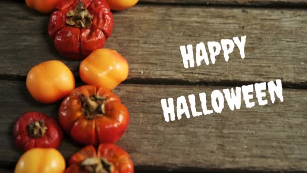 Animación Las Palabras Feliz Halloween Escrito Blanco Con Verduras Secas — Vídeo de stock