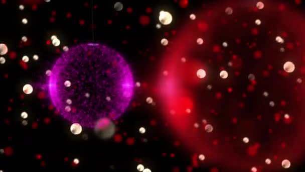 Animation de boules de Noël colorées et des taches colorées de lumière en arrière-plan 