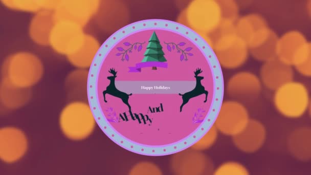 Animation Words Happy Holidays Happy New Year Written Pink Label — Stock Video