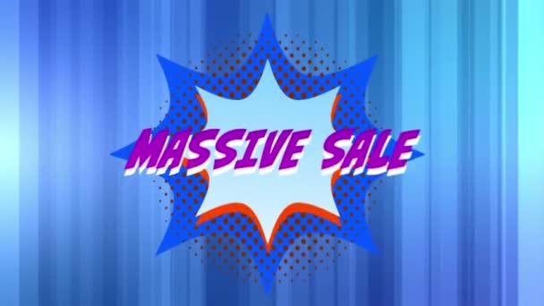 Animation Words Massive Sale Purple Letters Blue Explosion Moving Graphic — 图库视频影像