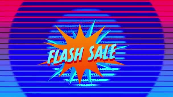 Анимация Слов Flash Продажа Синими Буквами Оранжевом Взрыве Движущимися Графическими — стоковое видео