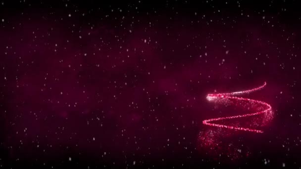 Animáció Karácsonyfa Rajzolt Egy Csillogó Rózsaszín Vonal Rózsaszín Háttér — Stock videók