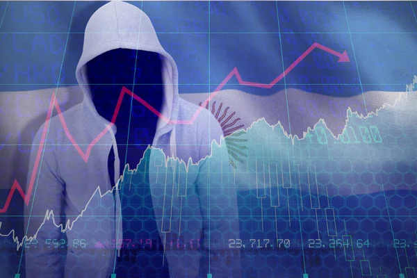 Robber Wearing Gray Hoodie Stocks Shares — Stock Photo, Image