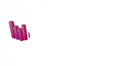 Beyaz arkaplanda değişen istatistikleri gösteren 3 boyutlu pembe blok grafiğinin canlandırması