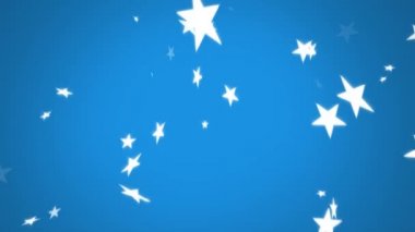 Mavi arkaplana düşen beyaz yıldızların canlandırması