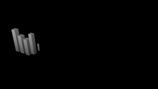 Анимация Трехмерного Серого Графика Чёрном Фоне — стоковое видео