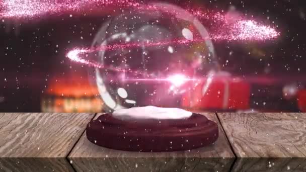 Diwali 一词的动画 用白色字母写在雪球上 粉色流星 背景为圣诞树 — 图库视频影像