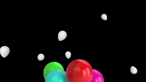 Animation Ballons Rouges Roses Bleus Verts Jaunes Blancs Flottant Sur — Video