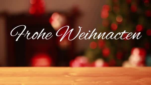 Animation Ordene Frohe Weihnachten Skrevet Hvid Flimrende Lys Baggrunden – Stock-video