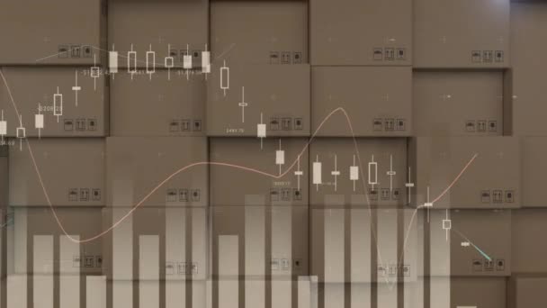 Animación Una Pila Cajas Cartón Con Procesamiento Datos Primer Plano — Vídeo de stock