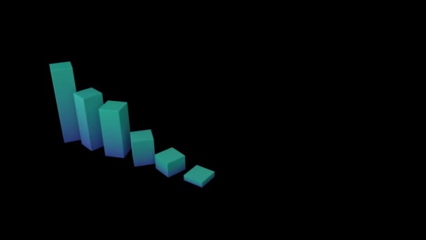 Animation Blue Green Graph Black Background — Stock Video