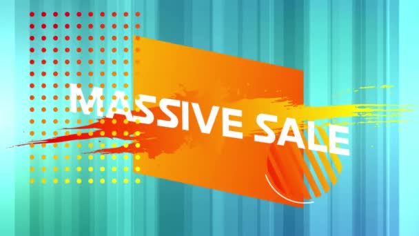 Animation Words Massive Sale White Letters Orange Abstract Shapes Blue — ストック動画