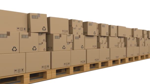 Animation Cardboard Boxes Stacked Shipping Center — Stock Video