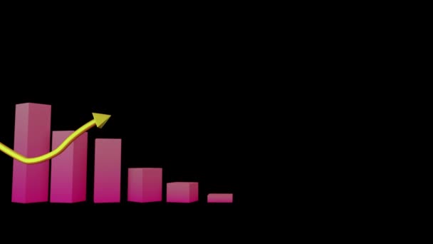 Animação Gráfico Bloco Rosa Uma Seta Amarela Apontando Para Cima — Vídeo de Stock