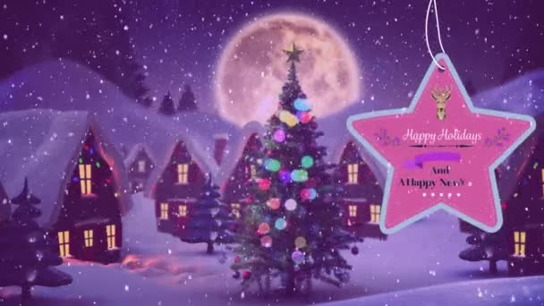 Animation Words Happy Holidays Happy New Year Written Pink Star — Stock Video