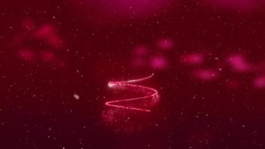 Mutlu Tatiller ve Noel ağacı pembe arka planda ışıl ışıl pembe bir çizgi çiziyor.