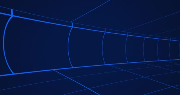 Animation Moving Blue Grid Lines Dark Blue Background — Stock Video