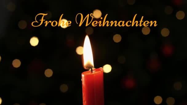 Animación Las Palabras Frohe Weihnachten Escrito Naranja Con Velas Encendidas — Vídeo de stock