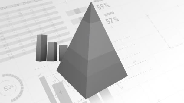 Animação Uma Pirâmide Cinzenta Gráficos Blocos Com Dados Estatísticas Sobre — Vídeo de Stock