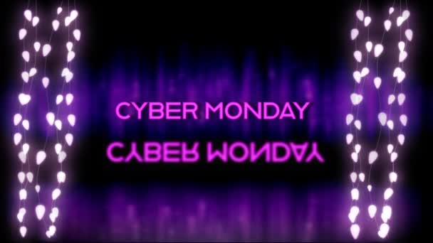 Κινούμενα Σχέδια Των Λέξεων Cyber Monday Ροζ Γράμματα Αντανάκλαση Και — Αρχείο Βίντεο