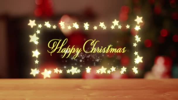 Animatie Van Woorden Happy Christmas Een Rechthoekig Kader Van Gloeiende — Stockvideo