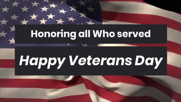 Animation Words Honouring All Who Served Veterans Day White Letters — Stock videók