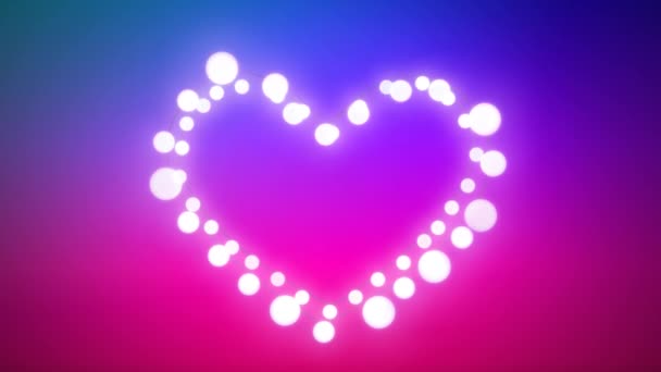 Анімація Різдвяної Прикраси Серцем Сяючих Казкових Вогнів Фіолетово Рожевому Фоні — стокове відео